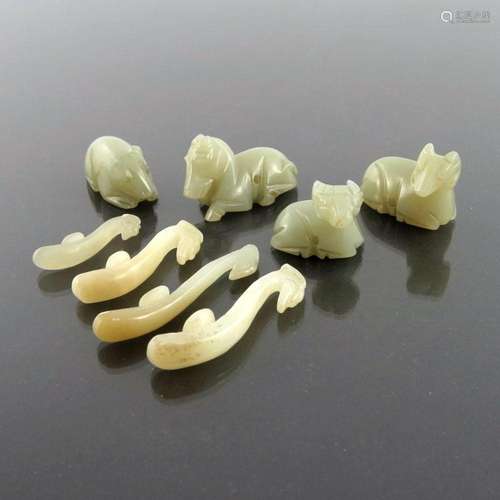 A collection of Chinese carved jade pend