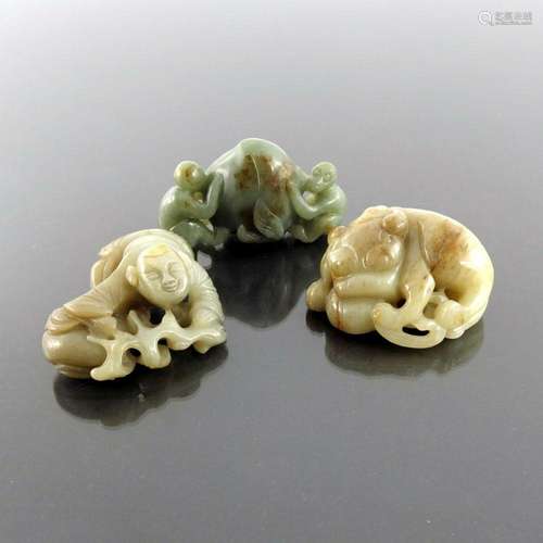 Three Chinese reticulated jade and hards