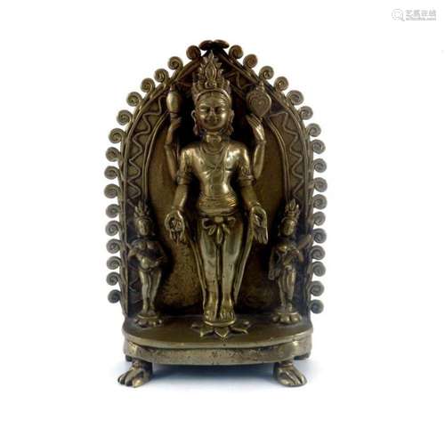 An Indian cast brass figure of a four ar