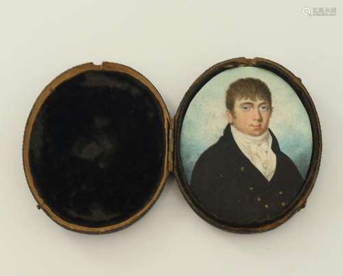 A mid 19th Century oval portrait miniatu