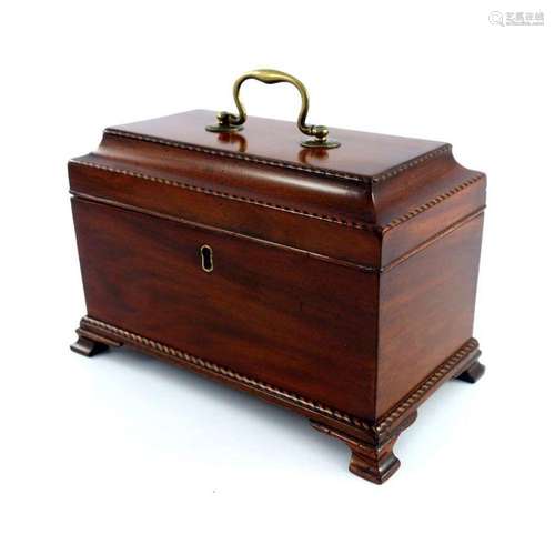 A George III mahogany tea caddy, circa 1