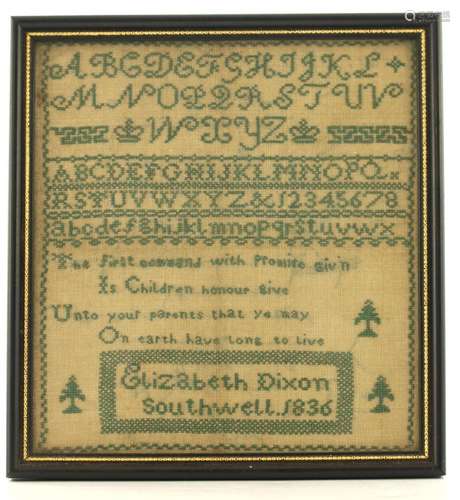 A 19th century alphabet sampler by Eliza