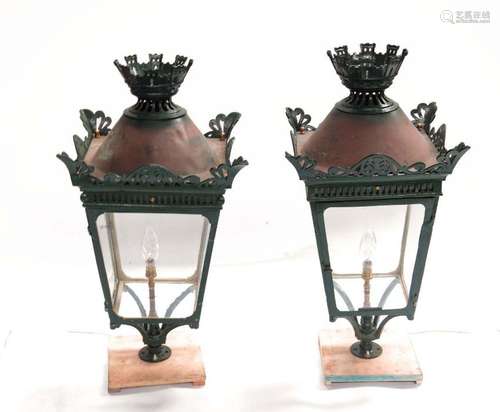 A pair of 19th Century cast lanterns, po