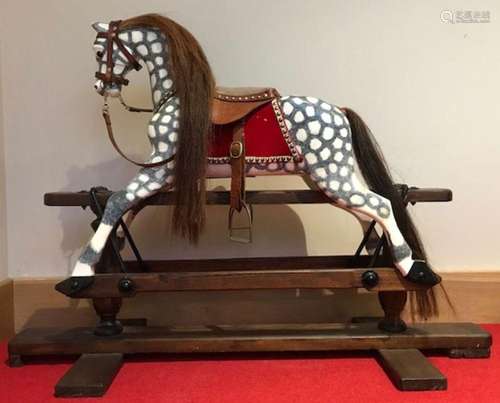 An Edwardian rocking horse, dappled grey