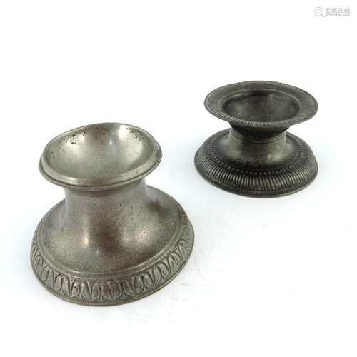 Two 18th century pewter salts, capstan f