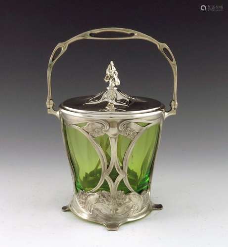 WMF, a Jugendstil silver plated and glas