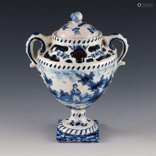 An 18th century Delft blue and white pot