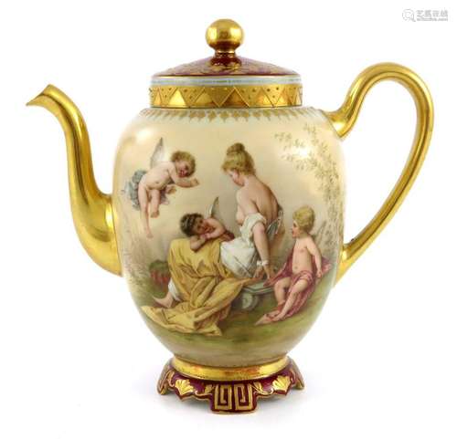 A Vienna porcelain teapot, circa 1880, o