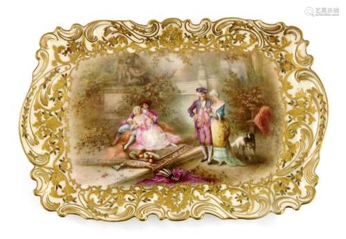 A Sevres style painted porcelain tray, R