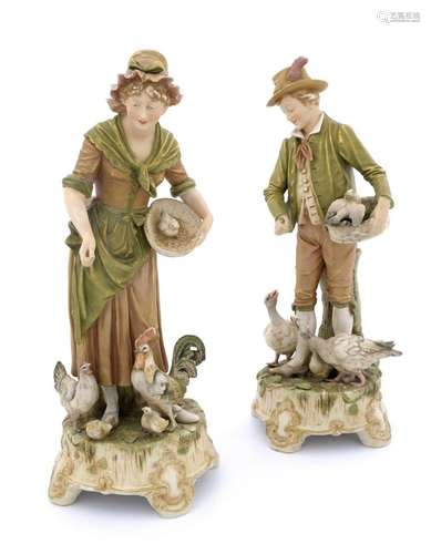 A pair of Royal Dux blush ivory figures,