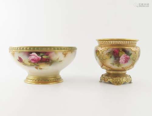 A Royal Worcester jardiniere, circular f