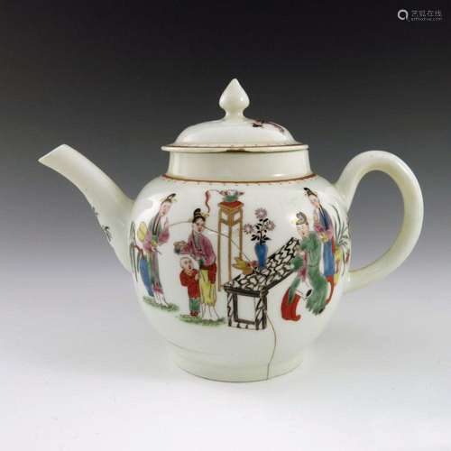 A Worcester globular teapot and cover, c