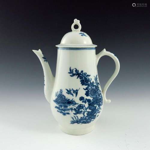 A Worcester blue and white coffee pot, c