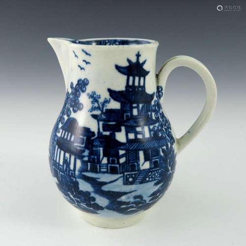 A Worcester blue and white jug, circa 17