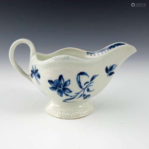 A Worcester blue and white cream boat, c