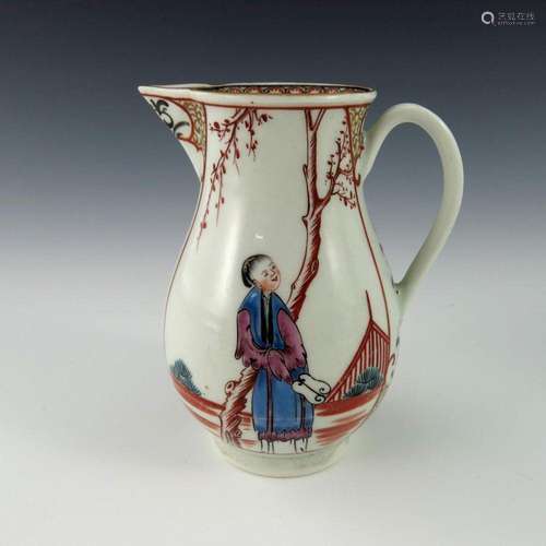 A Worcester polychrome cream jug, circa