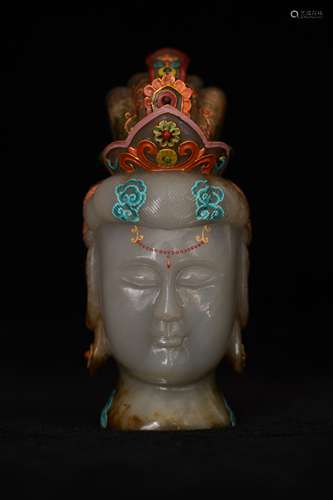 A Jade Colored Budda Head Figure Statue