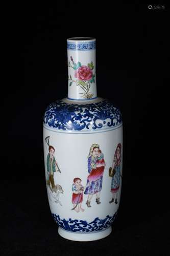 A Famille Rose Character Story Porcelain Vase