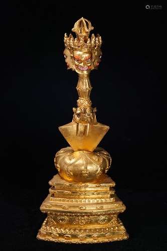 A Gilt Bronze Vajar Statue