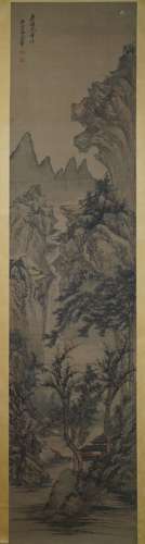 A Chinese Landscape Silk Painting, Wang Hui Mark