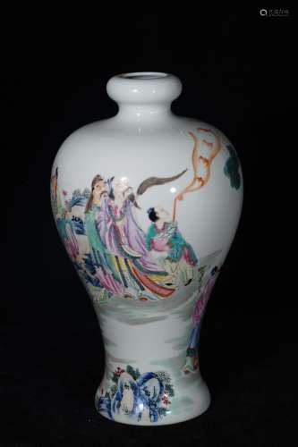 A Famille Rose Character Story Porcelain Vase