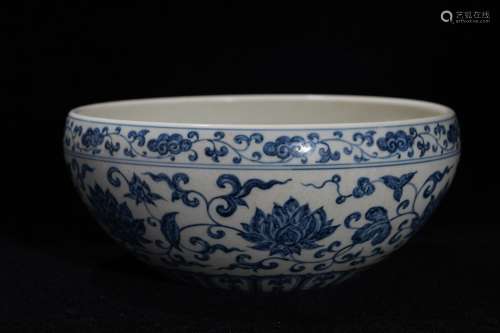 A Blue and White Flower Pattern Porcelain Bowl
