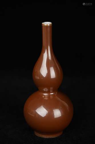 A Brown Glazed Gourd Shape Porcelain Vase