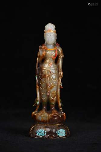 A White Jade Colored Buddha Figure Statue