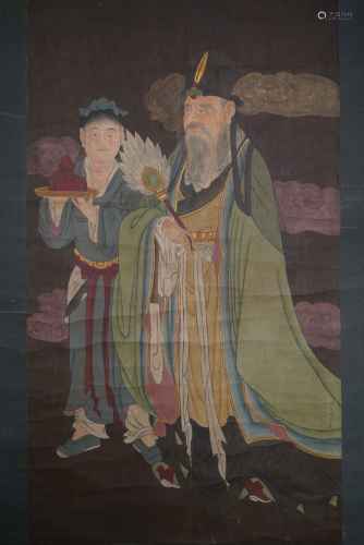 A Chinese Character Silk Story Painting, Wu Daozi Mark