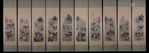 A Group of Ten Horse Painting, Xu Beihong Mark