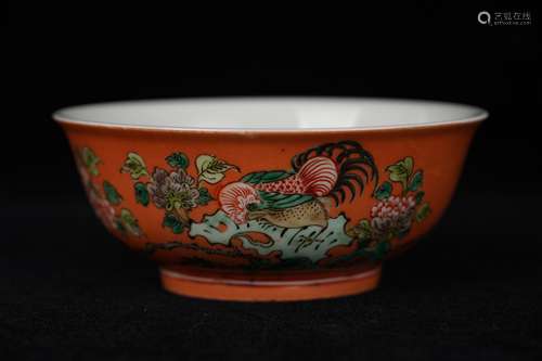 A Famille Rose Chicken Pattern Porcelain Bowl