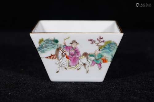 A Famille Rose Character Story Porcelain Square Bowl