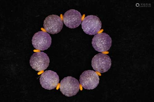 A Purple Crystal Bead Bracelet