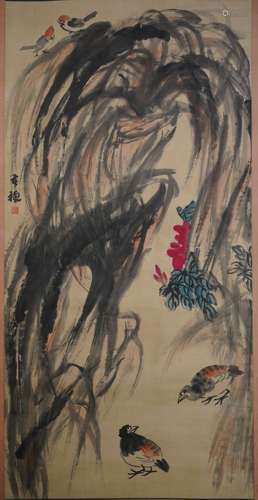 A Chinese Bird Painting, Li Kuchan Mark