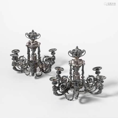 A PAIR OF GERMAN SILVER NEOCLASSICAL CANDELABRA-BRANCHES