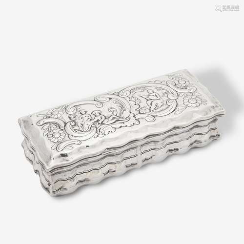 A DUTCH SILVER TOBACCO BOX AND COVER