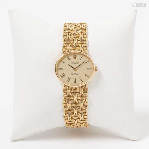 AN 18 CARAT YELLOW GOLD ROLEX CELLINI LADY’S WRISTWATCH