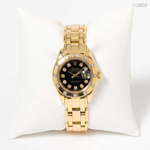 A YELLOW GOLD ROLEX DATE JUST LADY’S WRISTWATCH