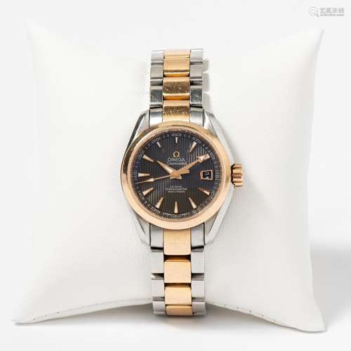 AN 18 CARAT GOLD AND STEEL OMEGA SEAMASTER AQUA TERRA LADY’S...