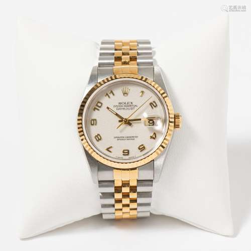 A STAINLESS STEEL AND 18 CARAT GOLD ROLEX OYSTER PERPETUAL D...