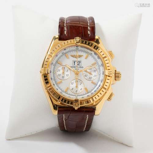 AN 18 CARAT YELLOW GOLD BREITLING CROSSWIND WRISTWATCH