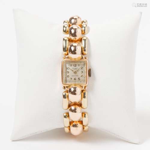 A 14 CARAT YELLOW GOLD BOUQUET ANCRE LADY’S WRISTWATCH