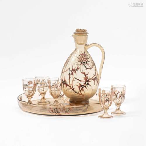 A GLASS GALLÉ LIQUOR SET