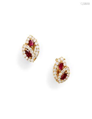 DIAMOND & RUBY EAR CLIPS