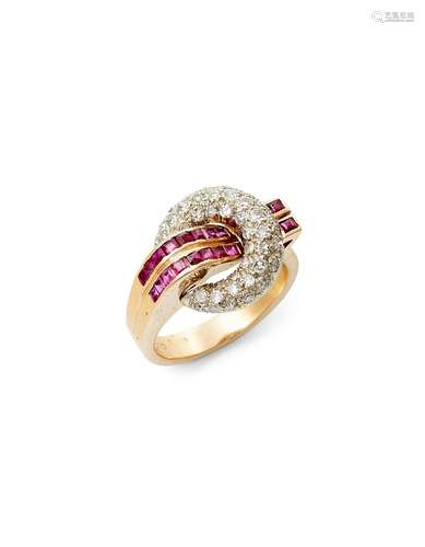 1950’S DIAMOND & RUBY RING