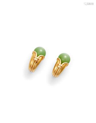 BULGARI JADEITE EAR CLIPS