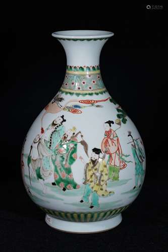 A Famille Rose Eight Immortals Porcelain Spring Vase