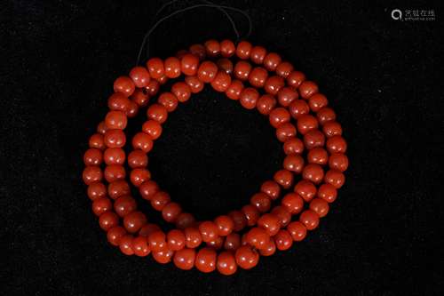 A South Red Agate Necklace 108 beads