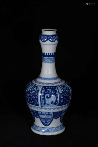 A Blue And White Garlic Vase