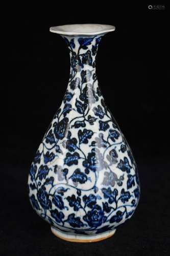 A Blue And White Flower Porcelain Spring Vase